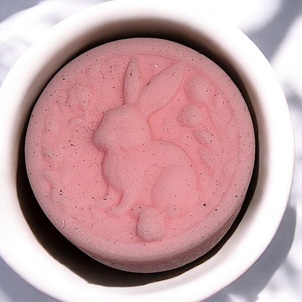 Vanilla sugar scrub soap handmade Pink Rabbit Embossed Soap 3x3in 5oz